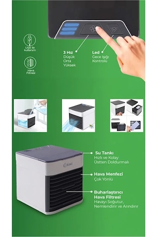 Kfan-7613 3'ü 1 Arada Portatif Led Işıklı İyonizer Hava Soğutucu Nemlendirici Ve Temizleyici