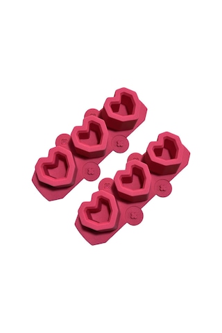 2 Adet 3 Izgara Aşk Şeklinde Buz Bardağı Buz Tepsisi Silikon Kalıp Kek Kalıbı Kırmızı Kırmızı