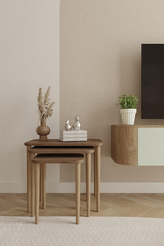 Kare Zigon Sehpa, 3lü Sehpa Seti, Zigon Sehpa,, Ahşap Ayaklı Zigon Sehpa-55 Atlantik Çam