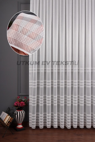 Bantlı 4 Sıra Keten Tül Perde Grz 2179