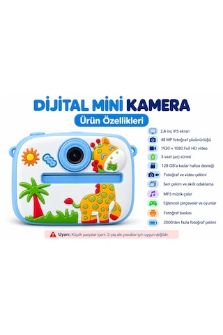 Cmr90 Çocuk Dijital Mini Kamera 1080p Hd 2.0 İnç Ekran Fotorğraf Video Oyun Müzik Usb Şarj Termal Resim Kağıt Baskılı Yazıcı Kamera Video Makinesi Print Kamera Açık Mavi