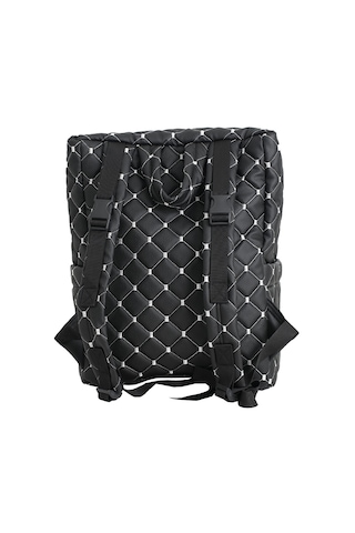 Kapitone Desenli Anne/bebek Bakım Çantası - Beyaz Nakışlı-zeybe Siyah