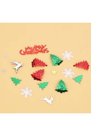 Kangvka Noel Partisi Dekorasyonu: Santa, Kar Tanesi, Geyik Desenli Parlak Parçacıklar - Çeşitli Modellerden Karma Paket