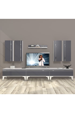 Decoraktiv Eko 8d Mdf Silver Tv Ünitesi Tv Sehpası Beyaz - Antrasit