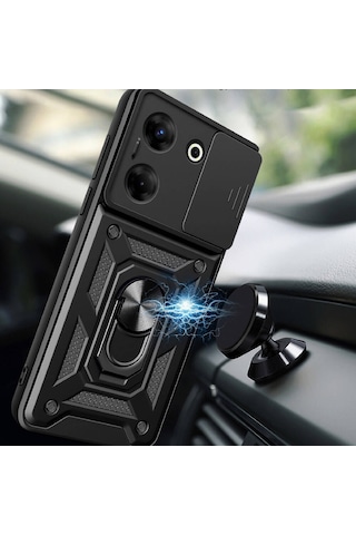 Nourthkiingdom Tecno Camon 20 Pro 5g Kılıf Magnetik Standlı Kamera Korumalı Nrtk Sürgülü Vega Kapak - Mavi Mavi
