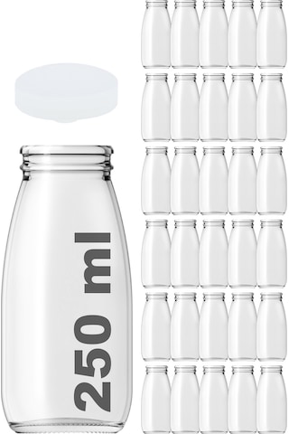 Afracam Süt Ayran Şişesi Şeffaf 250 Ml Kapaklı Cam Şişe 30 Adet