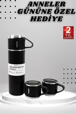 3 Bardaklı Termos Seti Anneler Gününe Özel Hediye Taşınabilir Sızdırmaz Isı Koruyucu Renkli