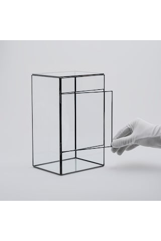 Cam Fanus Geometrik Teraryum Siyah Dikey Fanus