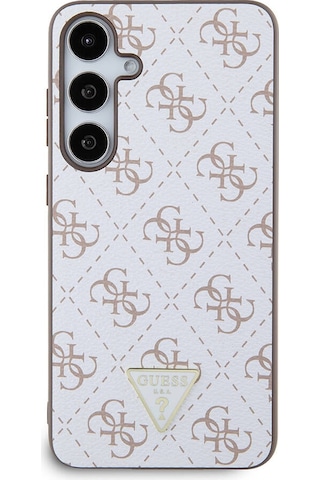 Galaxy S24 Plus Uyumlu Kılıf Guess Lisanslı Pu Üçgen Logo 4g Desenli Kapak Siyah