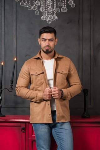 Advante Slimfit Çift Kapak Cepli Astarsız Kaşe Gömlek Devetüyü