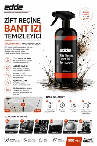 Edde Araba Araç Oto Zift Reçine Böcek Bant İzi Sökücü Temizleyici Temizleme Sprey 500 Ml Oto Detailing