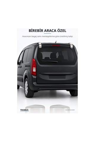 Opel Combo E 2019 Ve Sonrası Uyumlu Krom Bagaj Camı Menteşe Kapağı 2 Parça Paslanmaz Çelik