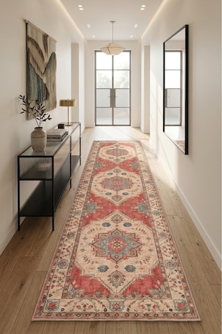 Yolluk Halı Kaymaz Taban Yıkanabilir Leke Tutmaz Kilim Özel Ölçü Koridor Halısı 3027-1 Çok Renkli