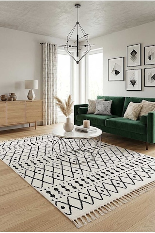 Havana İskandinav Tarz Kilim Desenli Makina Halısı Hv06 Siyah