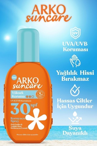 Arko Suncare Spf6 Bronzlaştırıcı Yağ 220ml Ve Spf30 Yüksek Korumalı Vücut Güneş Spreyi 200ml Yaz Seti