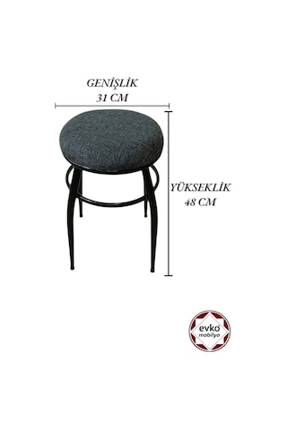 Evko Mobilya Tabure, Bar Taburesi, 2'li Tabure,siyah Ayaklı-siyah