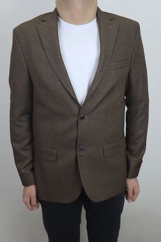 Moda Dmctekstil Erkek Düz Spor Kesim Normal Kalıp Çift Düğme Çift Yırtmaçlı Blazer Ceket Kahverengi