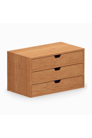 Desna Üç Katlı Üç Çekmeceli Dolap - Kiraz 34 Cm Uzunluk X 19 Cm Derinlik X 20 Cm Woodsaka Doğal Ahşap