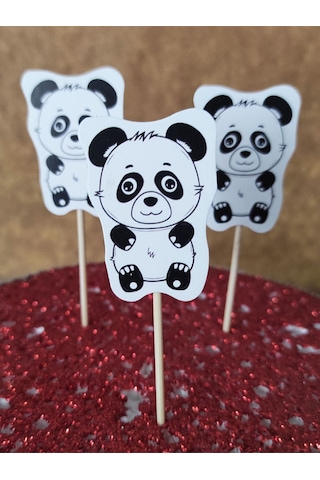 30 Adet Dekoratif Karton Sevimli Panda Şeklinde Pasta Kürdanı 6,5 Cm