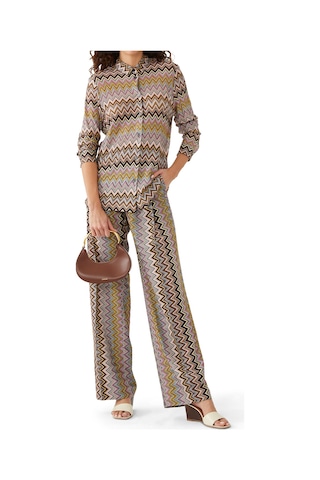 Missoni Zigzag Desenli Geniş Paça Pantolon Kahverengi