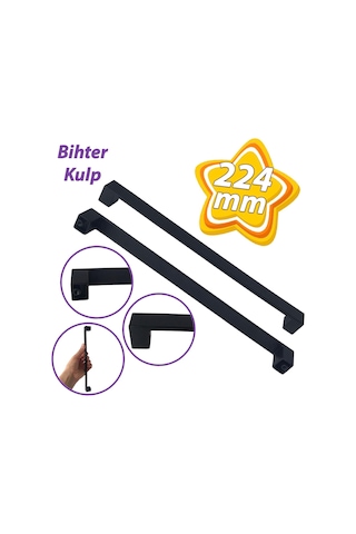 Bihter Düz Kulp 224 Mm Siyah Mutfak Kulpu Çekmece Dolap Kapak Kulbu Metal Mobilya Dolabı Kulpları
