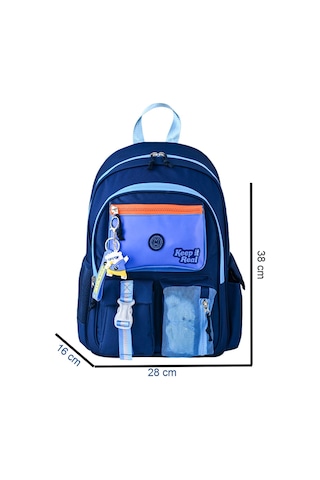 Muggle 3 Bölmeli Deep Blue Okul Sırt Çantası + Beslenme Çantası + Kalemlik Mavi