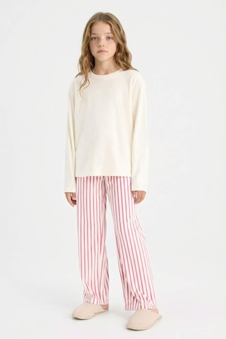 Defacto Pijama Takımı Uzun Kollu Üst Çizgili Uzun Alt Kız Çocuk D1068A824WN Bordo