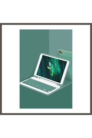 Bezos Apple iPad Uyumlu Pro 11 2024 Kılıf Kc01 Smart Klavyeli Tablet Kılıfı - Koyu Yeşil Nxrlvng