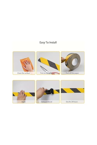 5 Adet Merdiven Kaydırmaz Kaymaz Bant 25mm X 25mt Sarı Siyah