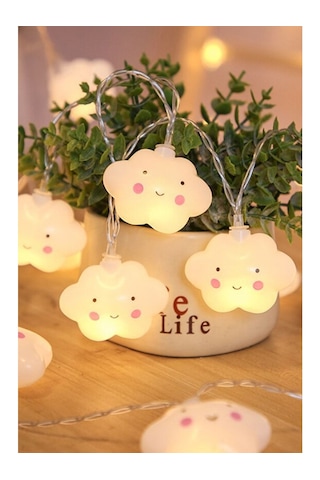 Asonplus Led Işıklı Gülen 10 Lu Bulut Dizeleri 2 Metre Şirin Loş Gün Işığı