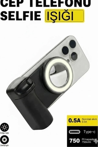 Bluetooth Manyetik Telefon Yapıştırma Kavrama Halka Dolgu Işığı İle Magsafe Selfie Klips - 100