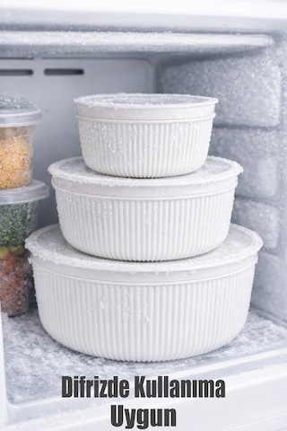 Saklama Kabı 3'lü Set 1550 - 1000 - 550ml Depolama Kutusu - Gıda Çerezlik Hobi Çok Amaçlı Box Beyaz