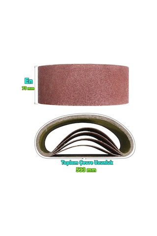 10 Adet Sonsuz Bant 60 Kum Tank Palet Zımpara Kağıdı 75 X 533 Mm