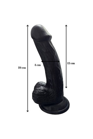 River World 19 Cm 'lik Dildo Testisli Realistik Siyah
