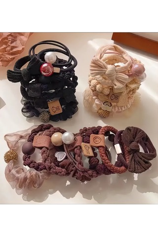 Mını Shop Msk Saç Lastiği, 10'lu Set 258308156 Kahverengi