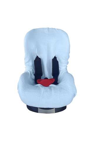 4katlı Müslin Bebek Oto Koltuk Kılıfı Lastikli %100pamuk Mavi