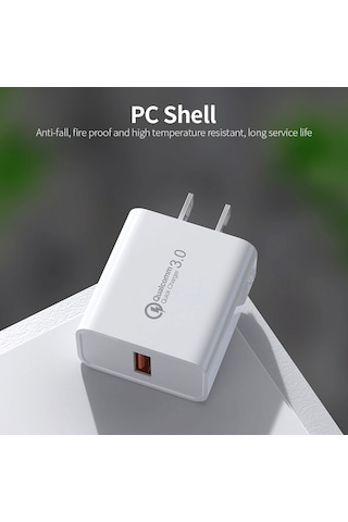 Konesam 18w Qc3.0 Hızlı Şarj Cihazı, Usb-a Arayüzlü Taşınabilir Şarj Aleti, Apple/android Uyumlu, Beyaz, Abd Standardı