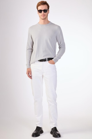 Dufy %100 Pamuk Bisiklet Yaka Düz Renk Slim Fit Erkek Triko Gri