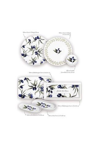 The Mia Olivos Kahvaltı Takımı 6 Kişilik 19 Parça Set 2 Çok Renkli