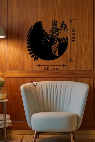 Adalet Tanrıçası Themis Tasarım Ahşap Duvar Saati - 40x40 Cm Avukat Hediyesi Diğer