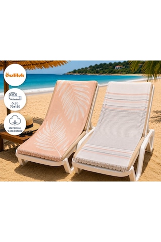 Özdilek-summer Leaf & Stripe Tarçın-2li Set Peştemal Plaj Havlusu
