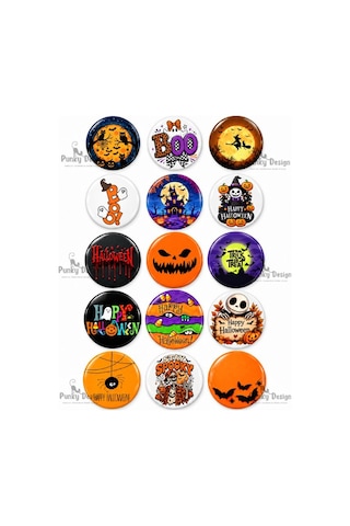 Punky Design Cadılar Bayramı Halloween Temalı 15 Li Rozet Seti- 44 Mm Kedi Cadı Hayalet Desenli Yaka Çok Renkli Punky Design Cadılar Bayramı Halloween Temalı 15 Li Rozet Seti- 44 Mm Kedi Cadı Hayalet Desenli Yaka Çok Renkli