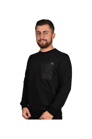 Manta 5323 Cep Baskılı Sweatshirt-25663-siyah Siyah