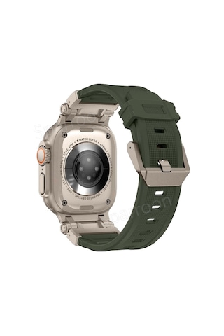 Apple Uyumlu Watch Ultra 1/2 49mm Titanyum Metal Bağlantı Kitli Silikon Kordon 101