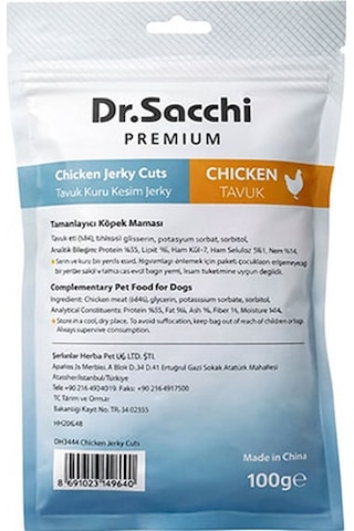 Dr.sacchi Premium Tavuk Kuru Kesim Jerky Tahılsız Köpek Ödülü 100 Gr 109-30030.01