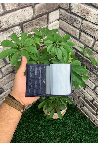 Guard Lacivert Croco Desenli Hakiki Deri Lastikli Spor Kartlık Erkek P1041 Lacivert