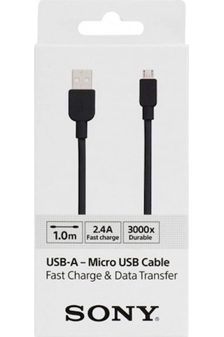 Sony CP-AB100 Micro Usb 2.4A Hızlı Şarj Ve Data Kablosu 100 CM Siyah