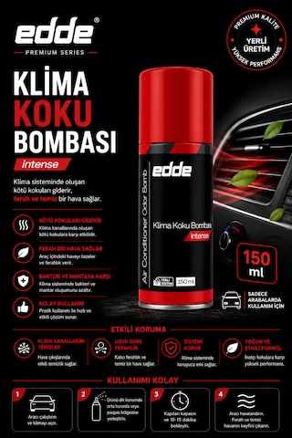 Edde Araba Araç Oto Klima Koku Bombası Klima Temizleyici 150 Ml Oto Detailing Intense