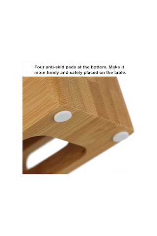 Maiyame Bambu Akıllı Telefon Ve Saat Şarj Tutucusu - Ahşap Rengi, Dürtme Engelle, Minimal Tasarım, Masada Sabit Konum Haki