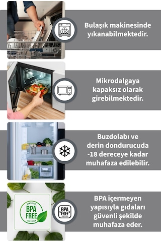Kapaklı Erzak Bakliyat Saklama Kabı Kare Saklama Kutusu Seti 12 Adet 1400 ML